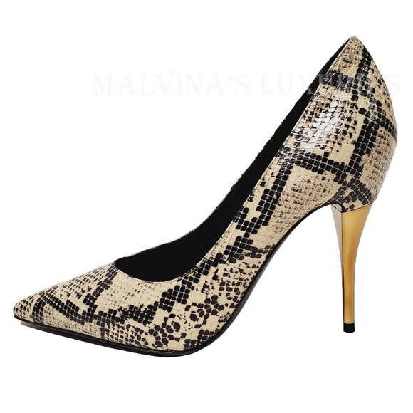 GUCCI SHOES PYTHON PRINT METAL 105mm HIGH HEEL PUMPS - Picture 5 of 14